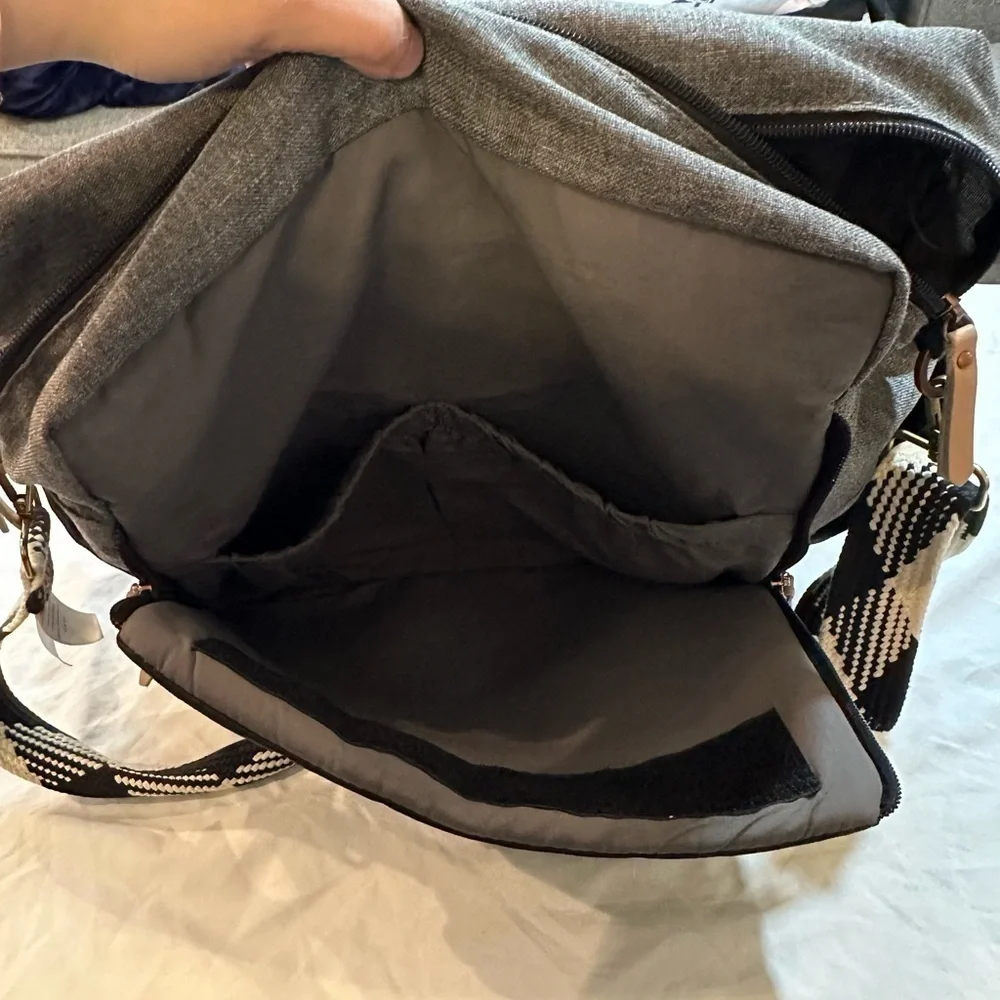 Petunia Pickle Bottom boxy backpack diaper bag graphite/black gingham strap